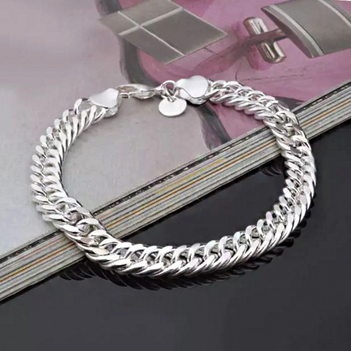 18 Kt Solid White Gold Heavy Link Men's Bracelet 60.220 Gram - Image 3