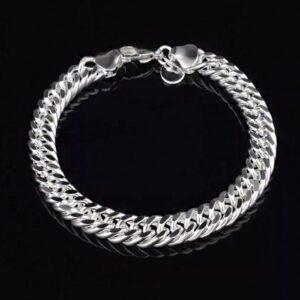 18 Kt Solid White Gold Heavy Link Men's Bracelet 60.220 Gram