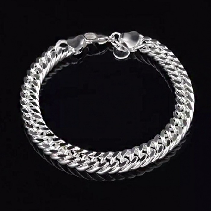 18 Kt Solid White Gold Heavy Link Men's Bracelet 60.220 Gram