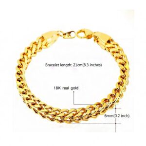 18 Kt Solid Yellow Gold Curb Link Men's Bracelet Bangle 40.960 Gram