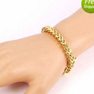 18 Kt Solid Yellow Gold Curb Link Men's Bracelet Bangle 40.960 Gram