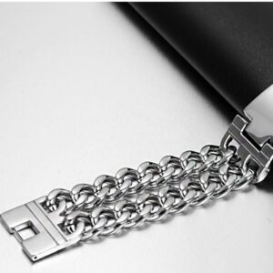18 Kt Real Solid White Gold Link Chain Men's Bracelet 95.690 Grams