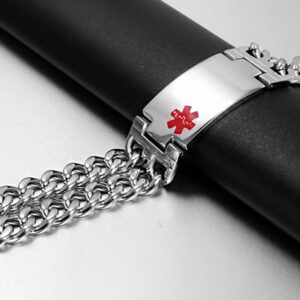 18 Kt Real Solid White Gold Link Chain Men's Bracelet 95.690 Grams