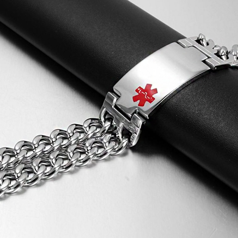 18 Kt Real Solid White Gold Link Chain Men's Bracelet 95.690 Grams