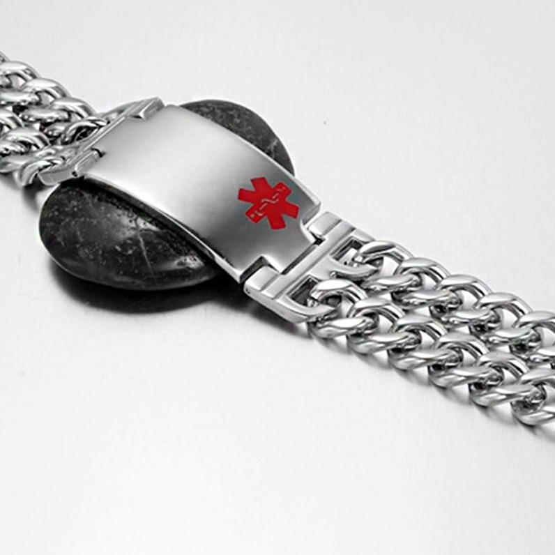 18 Kt Real Solid White Gold Link Chain Men's Bracelet 95.690 Grams