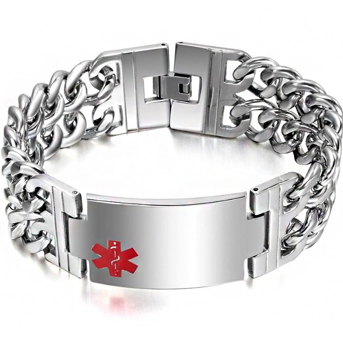 18 Kt Real Solid White Gold Link Chain Men's Bracelet 95.690 Grams