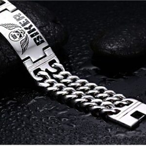 Fine Jewelry 18 Kt Solid White Gold Handmade Biker Men's Bracelet 95.660 Grams