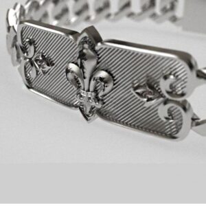 18 Kt White Gold Anchor Chain Charm Bracelet Men's Fine Jewelry