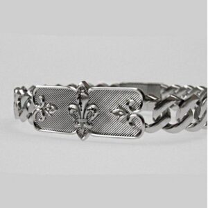 18 Kt White Gold Anchor Chain Charm Bracelet Men's Fine Jewelry