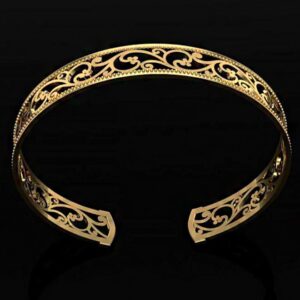 18 Kt Yellow Gold Antique Handmade Unisex Cuff Bracelet Bangle