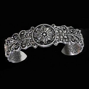 18 Kt White Gold Antique Cuff Bracelet Bangle Men's Jewelry