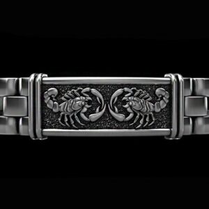18 Kt White Gold Scorpio Bracelet Bangle Lock Open Box Men's Jewelry