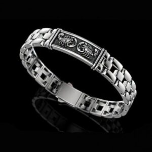 18 Kt White Gold Scorpio Bracelet Bangle Lock Open Box Men's Jewelry