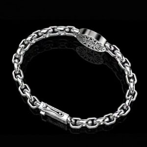 18 Kt White Gold Skull Bracelet Bangle Lock Open Box Men's Jewelry