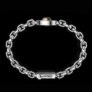 18 Kt White Gold Skull Bracelet Bangle Lock Open Box Men's Jewelry