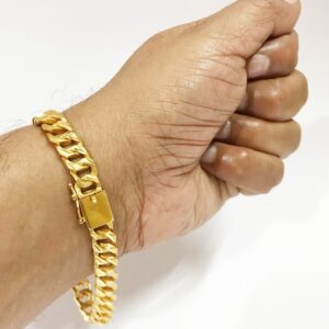 22 Kt Gold Bracelet Bangle Lock Open Box 49.780 Grams Men's Jewelry
