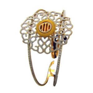 22Kt Yellow Gold Dubai Cuff Two Tone Bracelet Bangle 30.390 Grams