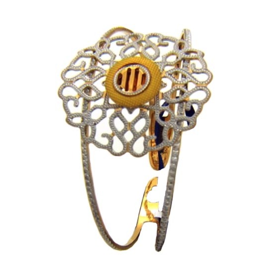 22Kt Yellow Gold Dubai Cuff Two Tone Bracelet Bangle 30.390 Grams