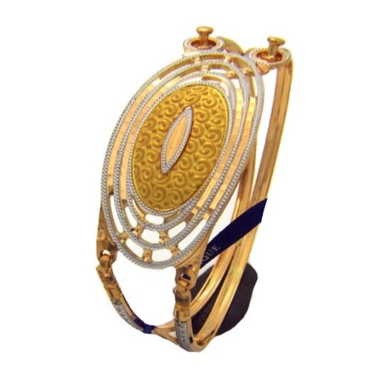 22 Kt Yellow Gold Dubai Hinge Two Tone Bracelet Bangle 31.010 Grams
