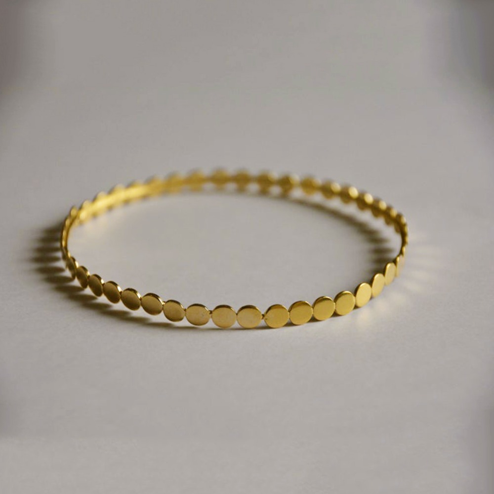 18 Kt Stamped Yellow Gold Vintage Stacking Women's Bangle Bracelet - Image 5