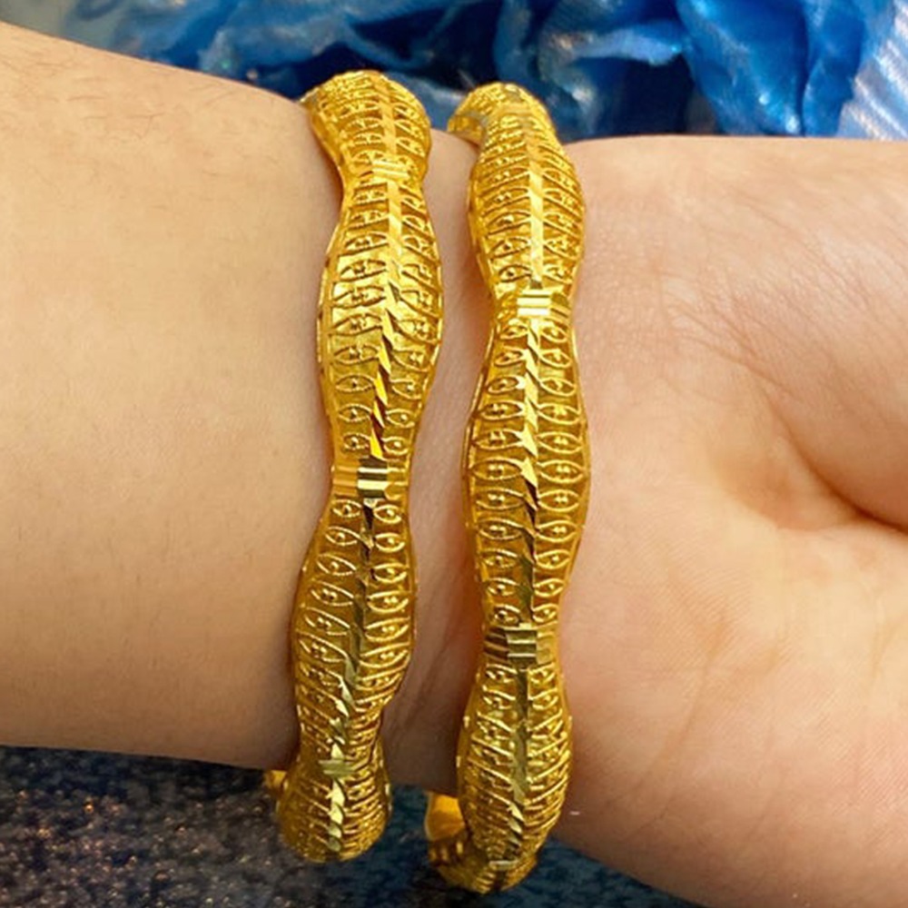22 Kt Stamped Yellow Gold Women's Gift For Love Bangle Bracelet 40 Gm