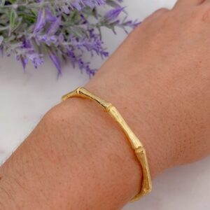 18 Kt Stamped Yellow Gold Bamboo Torque Cuff Women's Bangle Bracelet