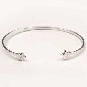 14 Kt Stamped White Gold Personalised Open Women's Bangle Bracelet