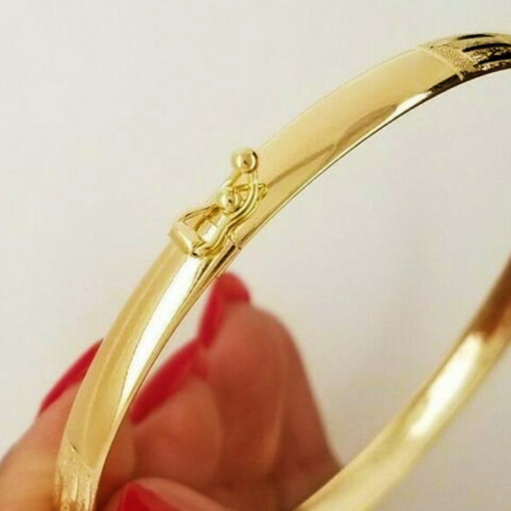 22 kt yellow gold matte finish 5 mm women's bangle bracelet