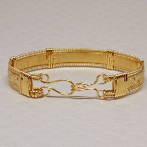 18 Kt Yellow Gold Handmade Wire Wrap Women's Bangle Bracelet