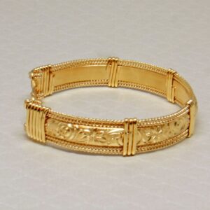 18 Kt Yellow Gold Handmade Wire Wrap Women's Bangle Bracelet
