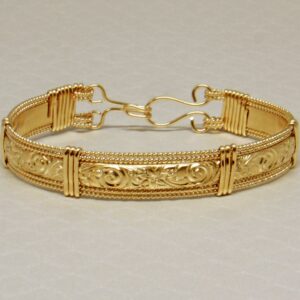 18 Kt Yellow Gold Handmade Wire Wrap Women's Bangle Bracelet