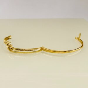 18K Yellow Gold Flower Wide Open Lock Women's Bangle Bracelet