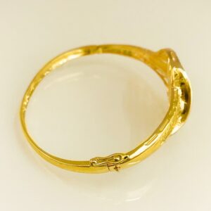 18K Stamped Yellow Gold Designer Open Lock Women's Bangle Bracelet