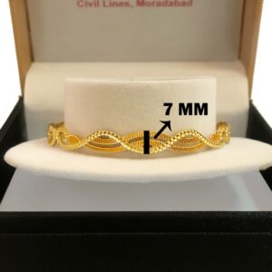 18k stamped yellow gold curvy dainty slip-on women's bangle bracelet