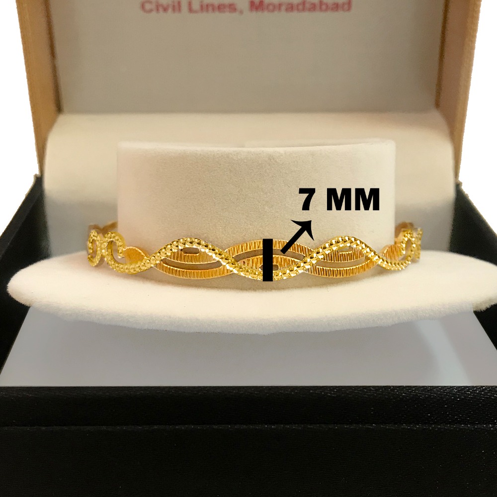 18k stamped yellow gold curvy dainty slip-on women's bangle bracelet - Image 4