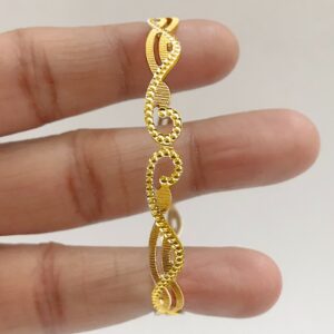 18k stamped yellow gold curvy dainty slip-on women's bangle bracelet