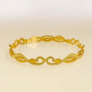 18k stamped yellow gold curvy dainty slip-on women's bangle bracelet