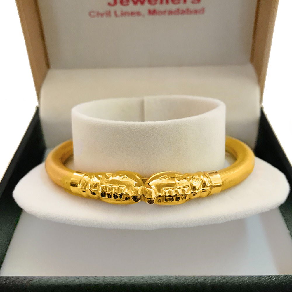 18 kt yellow gold handmade elephant face slip bracelet bangle