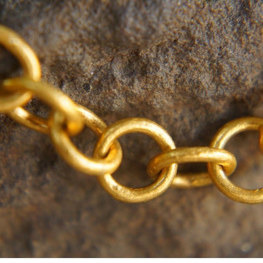 22 kt real solid yellow gold link o chain artisan bangle bracelet