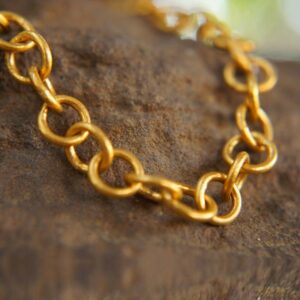 22 kt real solid yellow gold link o chain artisan bangle bracelet