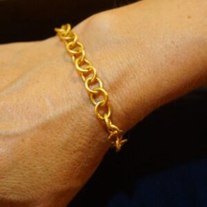 22 kt real solid yellow gold link o chain artisan bangle bracelet