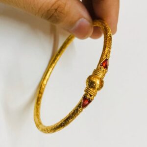 22 kt yellow gold enamelling engraved women bangle bracelet