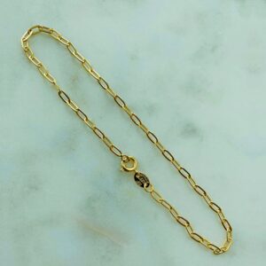 18 kt real solid yellow gold link chain dainty bangle bracelet 15 g