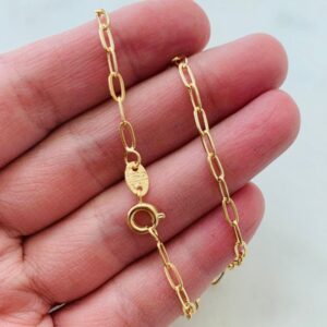 18 kt real solid yellow gold link chain dainty bangle bracelet 15 g