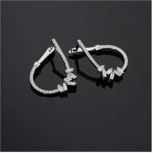 1.90 Ct Genuine Diamonds Hoop Women'S Earrings, 18Kt White Gold