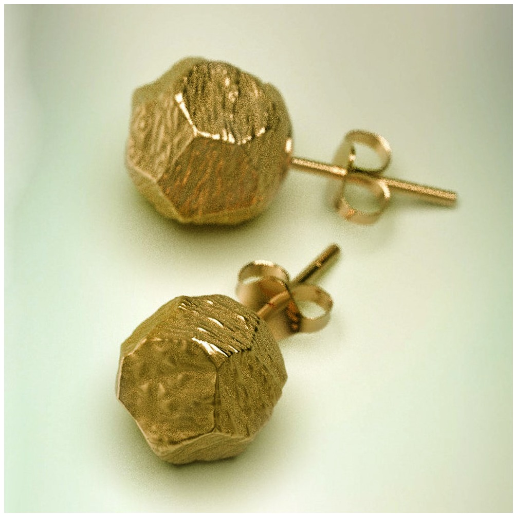 22 Kt Yellow Raw Gold Nugget Women'S Rock Post Stud Earrings