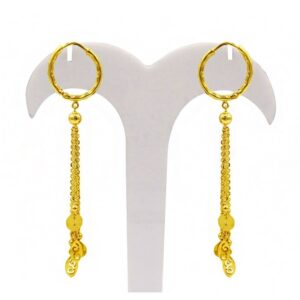22 Kt Hallmark Yellow Gold Women's Drop Huggie Hoop Earrings