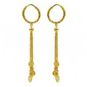 22 Kt Hallmark Yellow Gold Women's Drop Huggie Hoop Earrings
