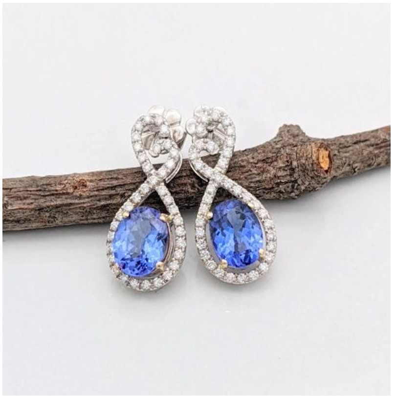 1.44 ct g-h/vs diamonds women drop earrings, 14kt yellow gold