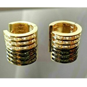 0.96 Ct G-H/VS Natural Diamonds Women Huggie Earrings, 18Kt Gold